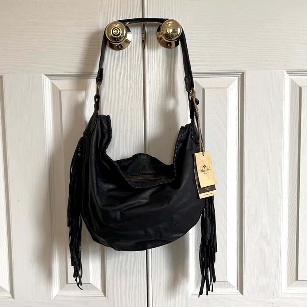 Patricia Nash Vincenzo Navy fringe hobo
